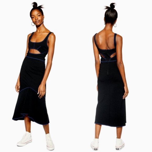 Topshop Dresses & Skirts - NWT Topshop Black Bodycon Racer Midi Dress
